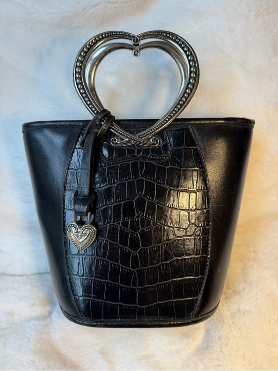 Brighton Handbags - Brighton Black Croc-Embossed Mini Tote with Heart Handle